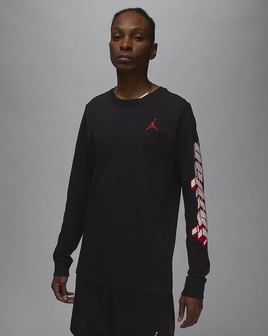 Red jordan long sleeve shirt clearance